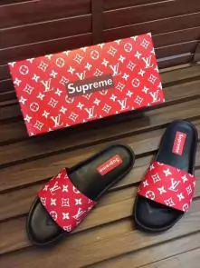 louis vuitton slippers cheap classic old flower supreme red
